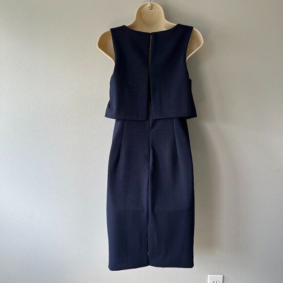 Trina Turk Shalay Textured Ponte Blue Sleeveless Dress Size 2 - Picture 3 of 7